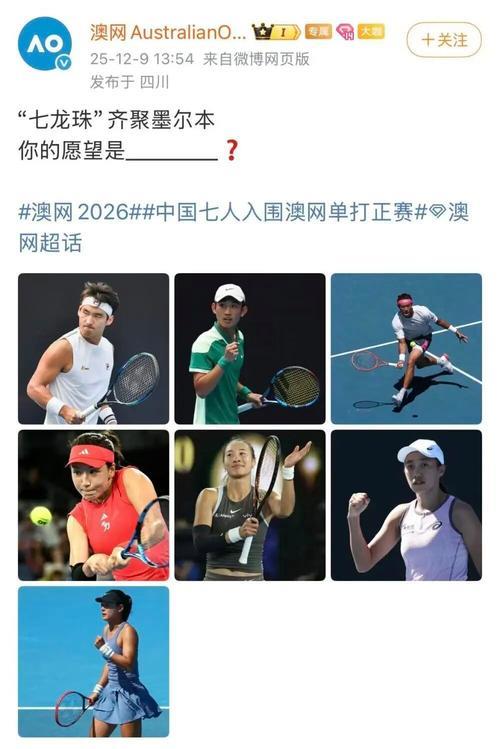 澳网男女单正赛名单公布 中国7人入围